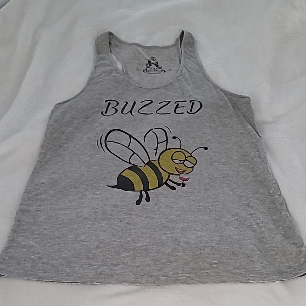 Gray Tank Top with Buzzed Bee Graphic